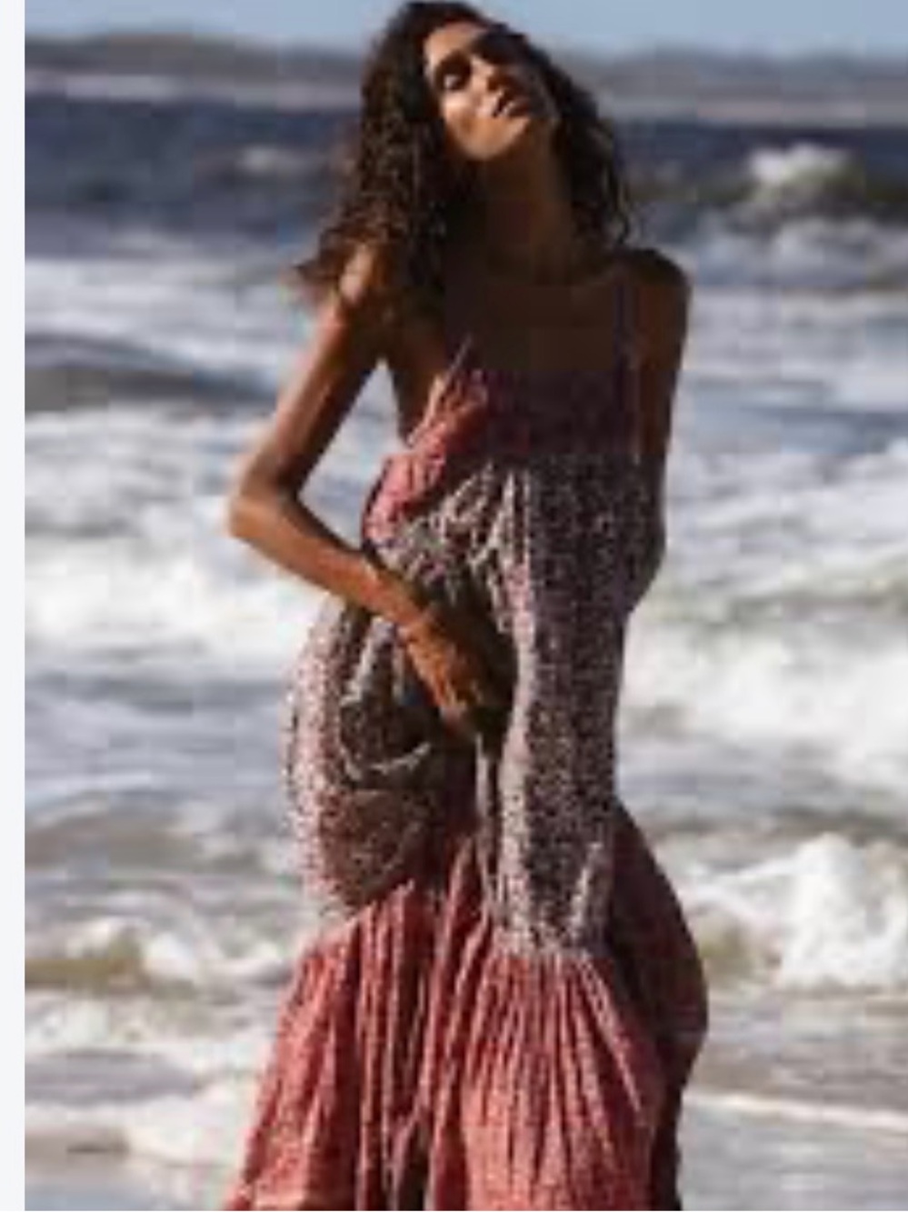 Daughters of India Red Floral Maxi Dress with Spaghetti Straps L